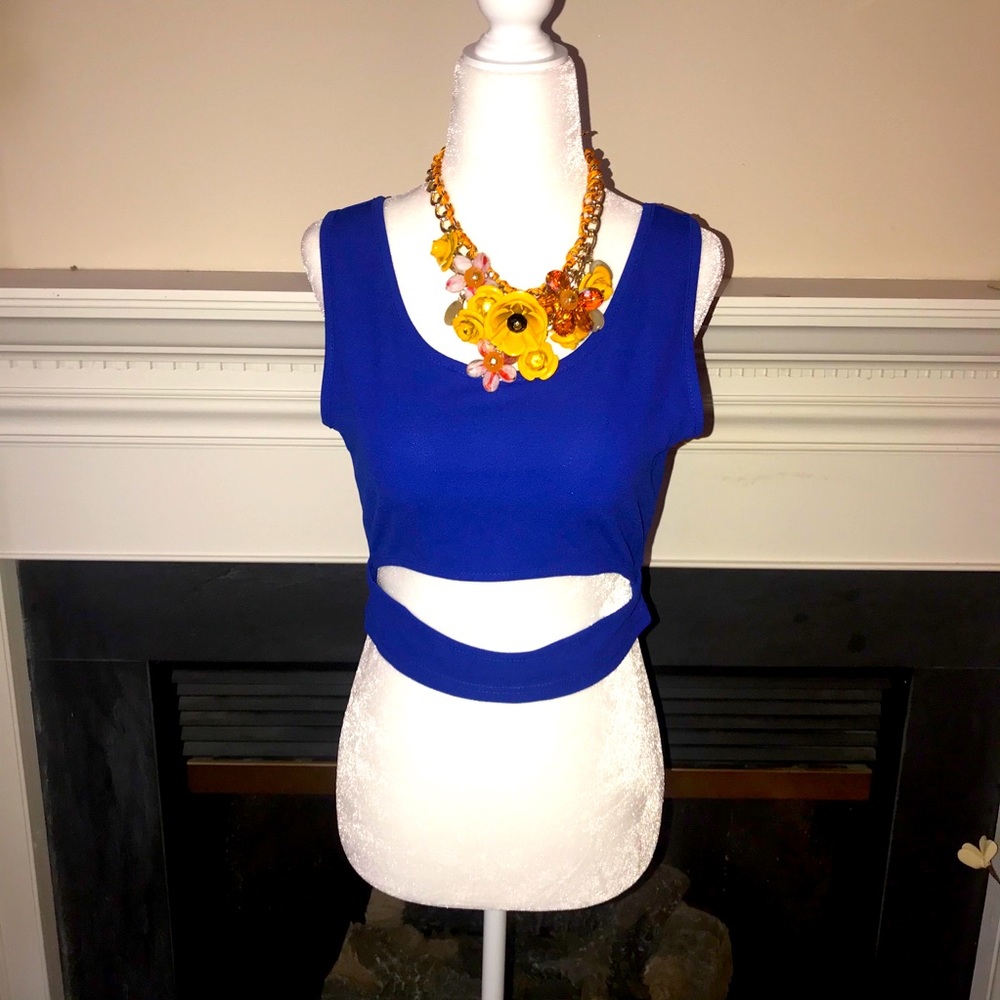 Royal Blue Crop Top Cutout Tank Top
